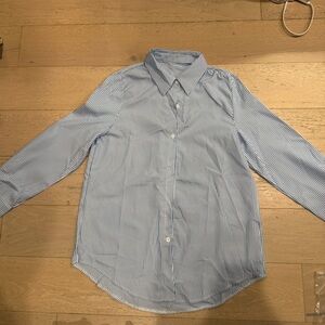 Blue and White Striped Button-Up Shirt